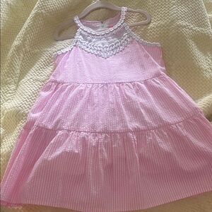 Lilly Pulitzer Pink and White Dress with Lace Accents